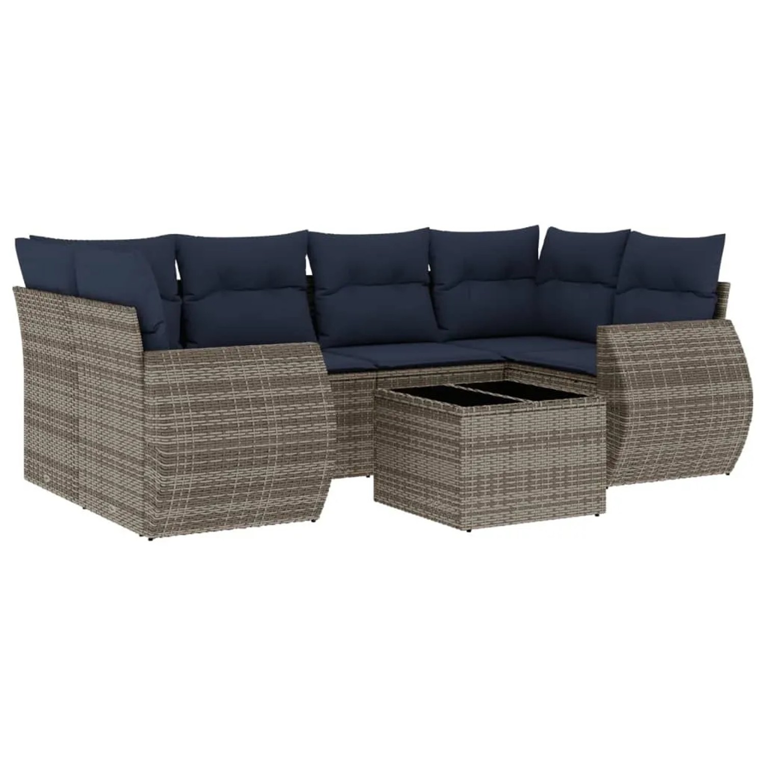 vidaXL 7-Tlg Gartensofa-Set mit Kissen Grau Polyrattan 3221120 günstig online kaufen