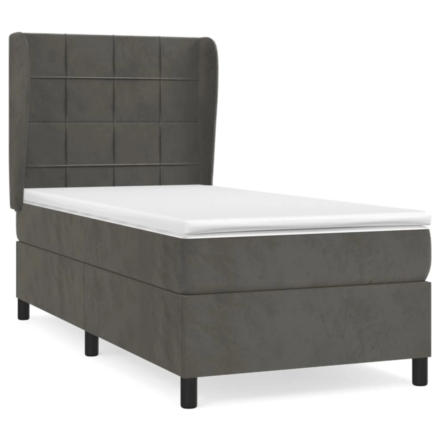 vidaXL Boxspringbett mit Matratze Dunkelgrau 90x200 cm Samt 3129190 günstig online kaufen