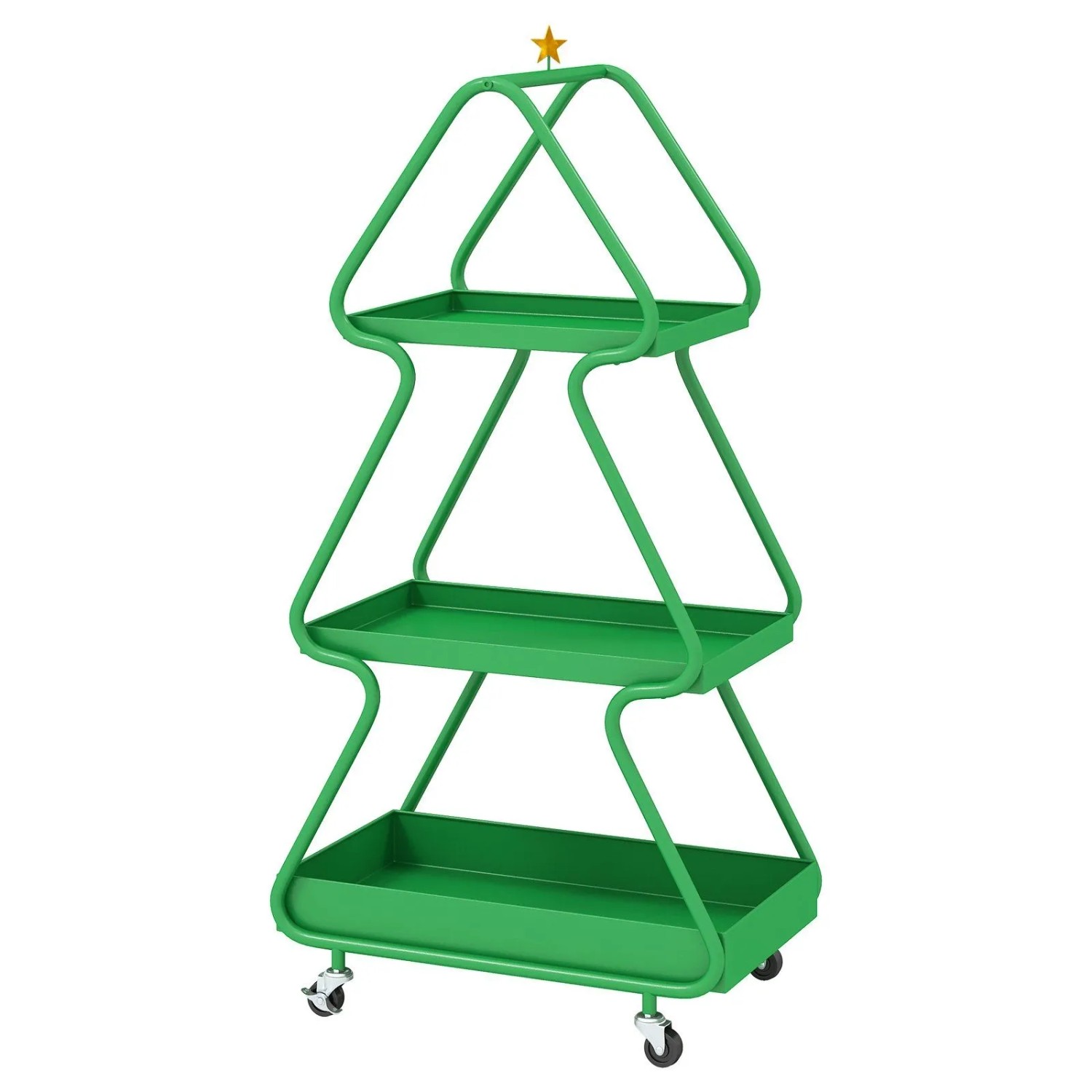 Costway 3-Stufiger Servierwagen Rollwagen In Weihnachtsbaum-Design Grün