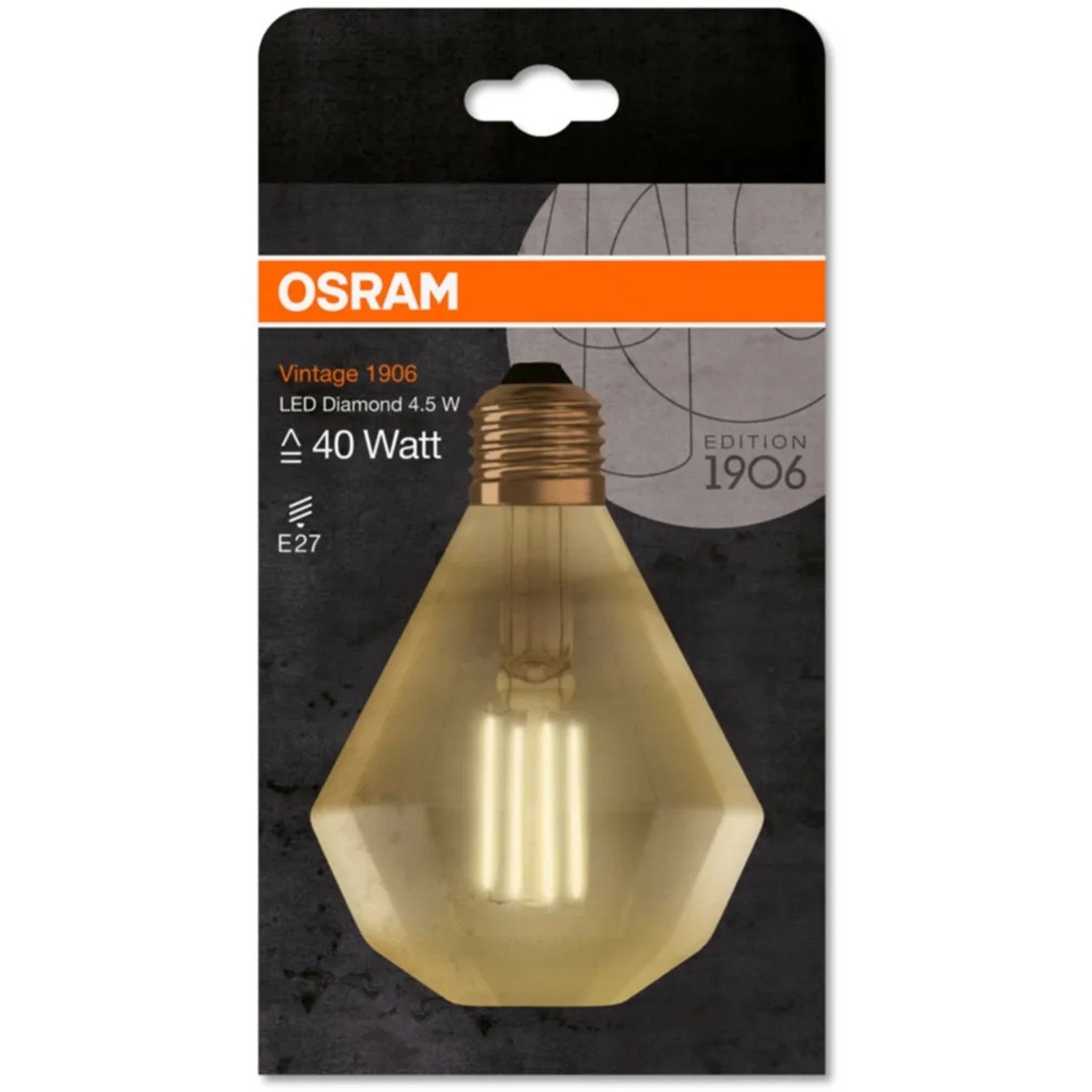 Osram E27 LED-Leuchtmittel, 4W, extra warmes Licht, Diamantform. Ideal für Wohnräume.