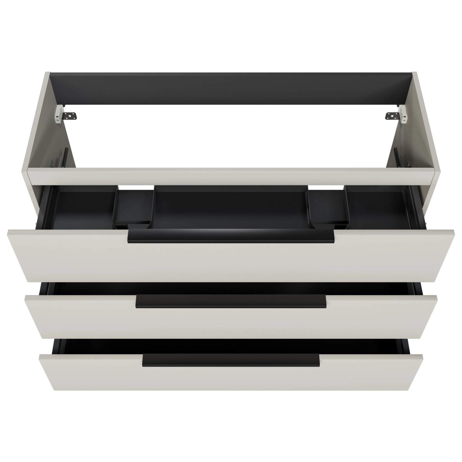 Pelipal Waschtischunterschrank Quantum 07, 120 cm, Kaschmir Matt, mit drei Auszügen.