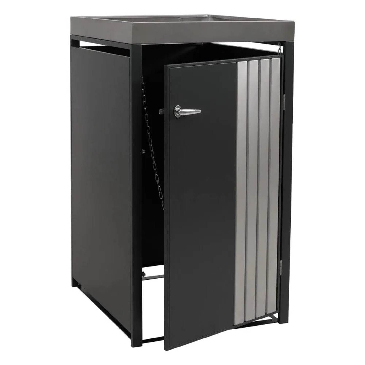 MCW 1er-Mülltonnenverkleidung O67 Anthrazit Edelstahl 125x68x84cm