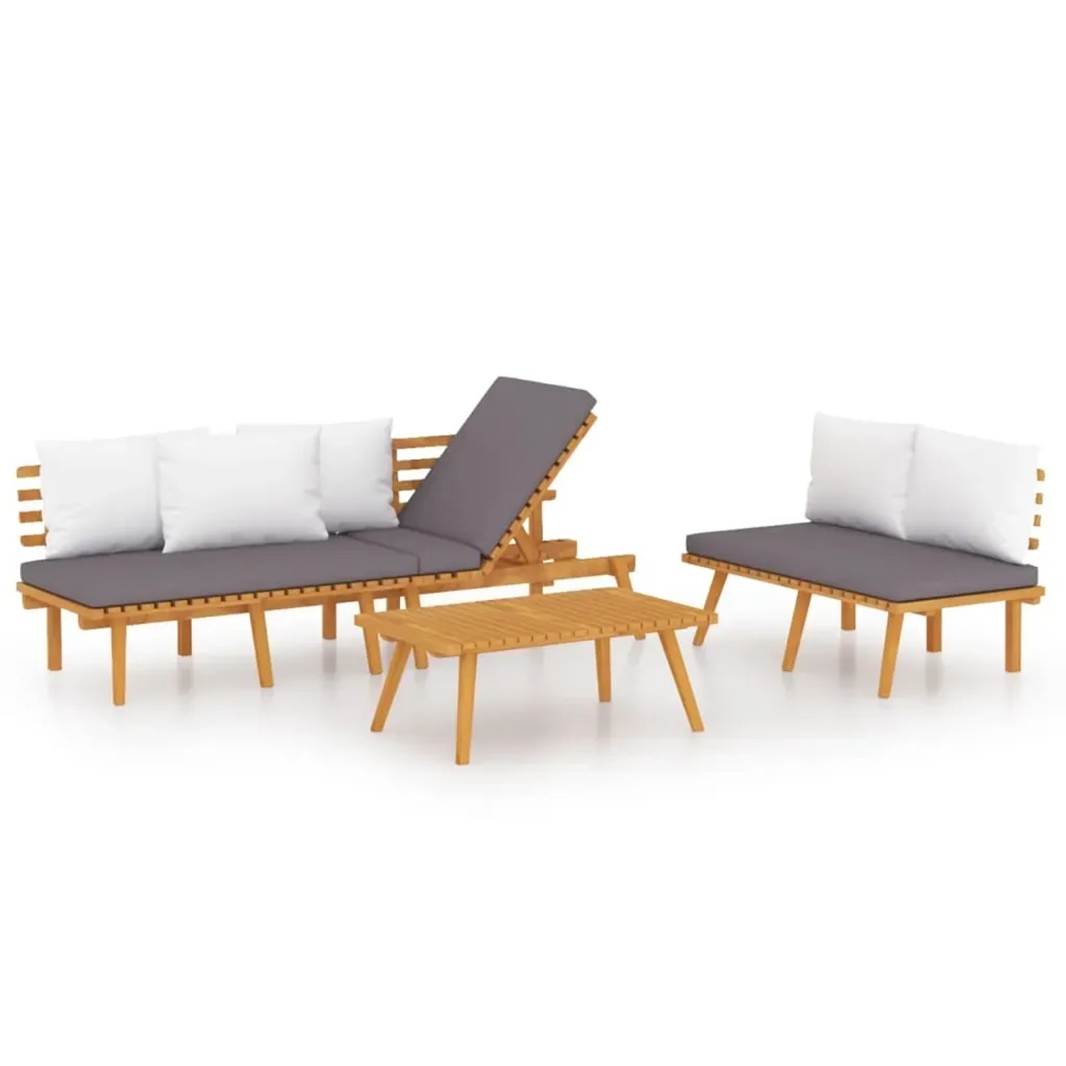 vidaXL 3-Tlg Garten-Lounge-Set mit Kissen Massivholz Akazie 3087012