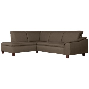 Braunes Max Winzer Ecksofa mit Ottomane links und 2-Sitzer rechts, Bezug Sahara.