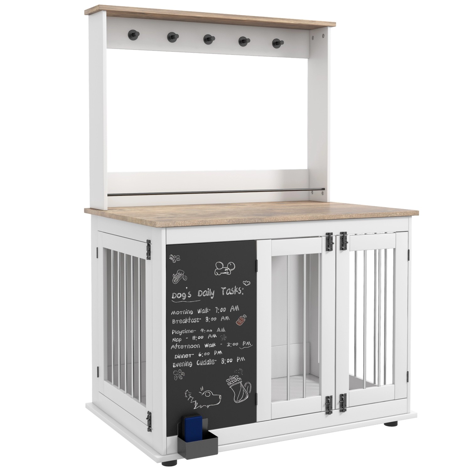 PawHut Hundekäfig Spanplatte  Stahl Weiß 98L x 65B x 150H cm