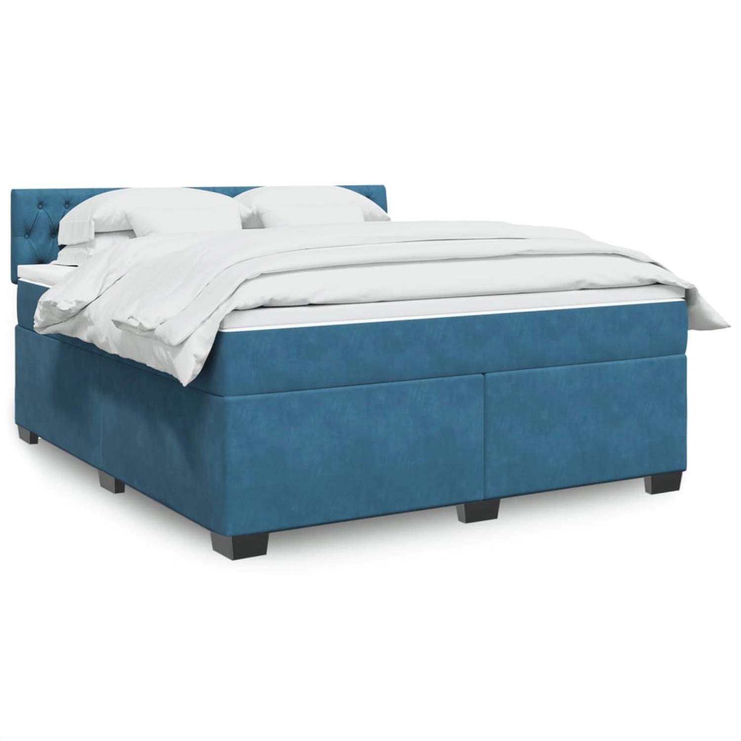 vidaXL Boxspringbett mit Matratze Blau 180x200 cm Samt 3288688 günstig online kaufen