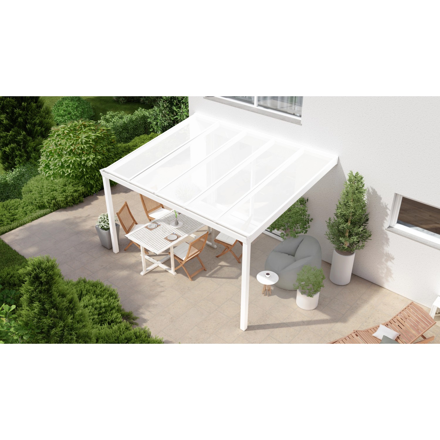 Terrassenüberdachung Professional 400 cm x 300 cm Weiß PC Opal günstig online kaufen