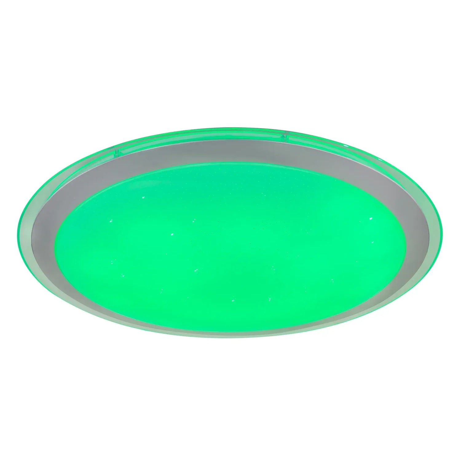 Weiße LED-Deckenleuchte Carry (Ø 53 cm) mit Farbwechsler und grünem Licht.