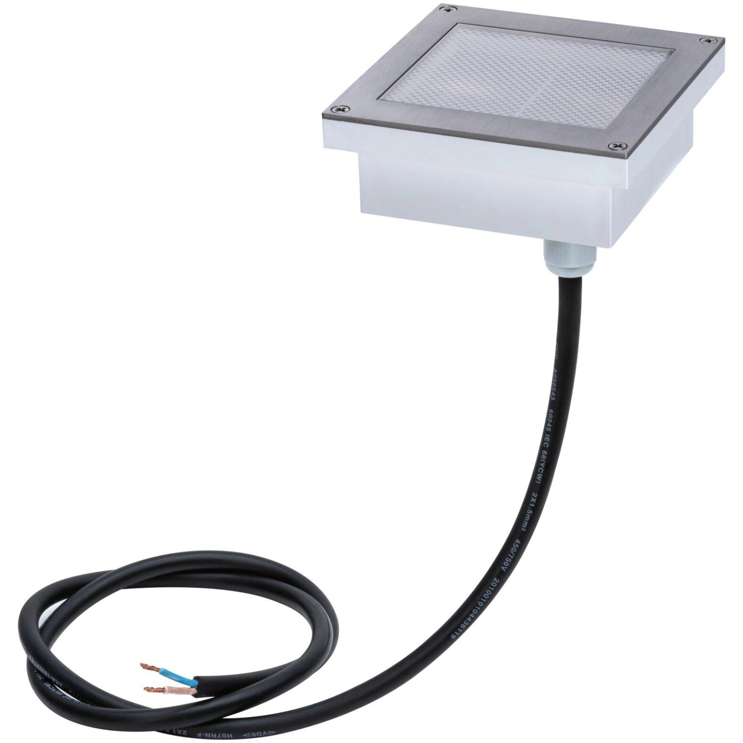 Paulmann LED-Bodeneinbaustrahler Brick, 10x10cm, für den Außenbereich. Quadratisch, mit Kabel.