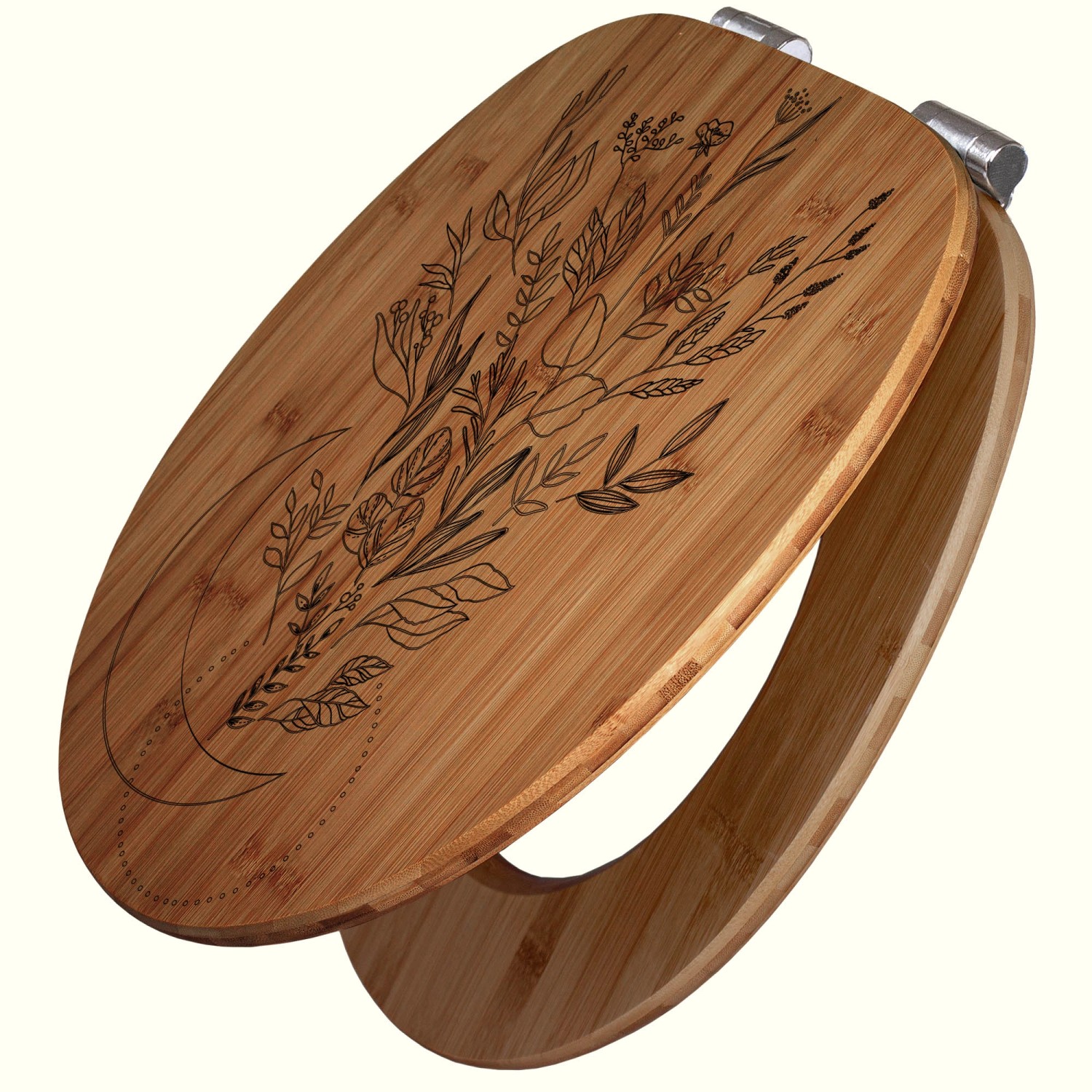 Banjado WC Sitz Bambus Holz Mit Gravur Toilettendeckel Mit Absenkautomatik günstig online kaufen