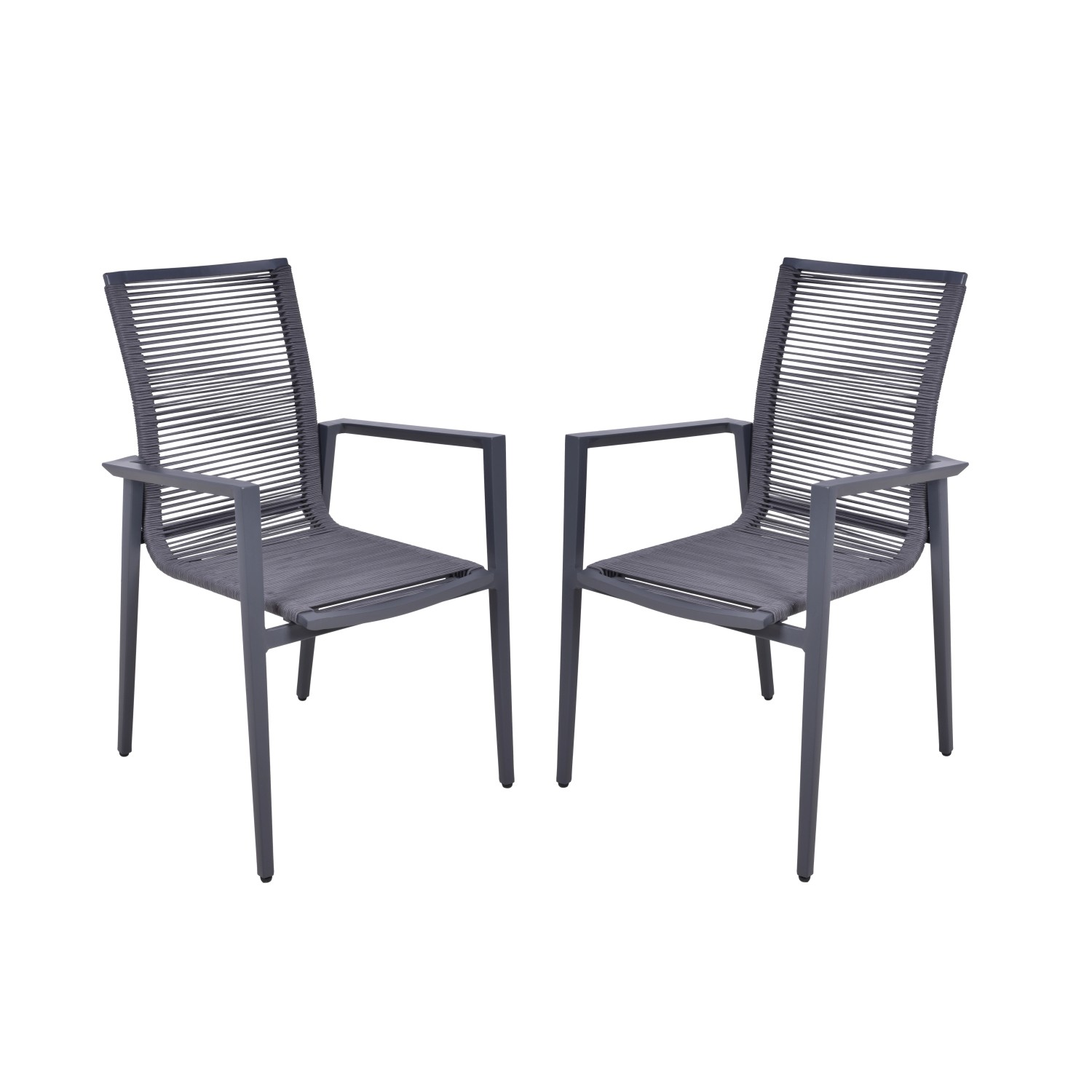 Garden Pleasure Stapelstuhl Silea 2er Set 85 cm x 56 cm x 60 cm Anthrazit günstig online kaufen
