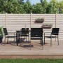 5-teilige Garten-Essgruppe aus Poly Rattan und Stahl in Schwarz. Gartenmöbel-Set mit Tisch und 4 Stühlen.
