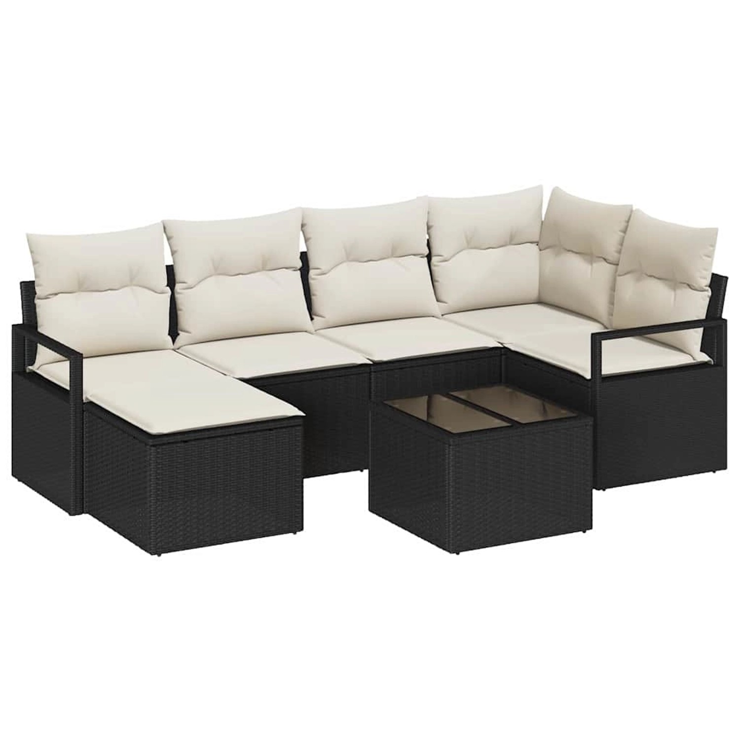 vidaXL Garten-Sofa-Set 7-Tlg Schwarz Poly Rattan 3346457 günstig online kaufen