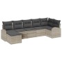 Hellgraues 7-teiliges Garten-Sofa-Set aus Polyrattan von vidaXL. Modulares Lounge-Set für Terrasse und Garten.