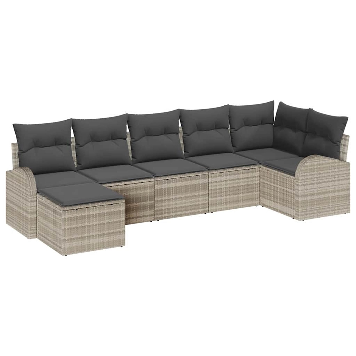 vidaXL Garten-Sofa-Set 7-Tlg Hellgrau Poly Rattan 3354801 günstig online kaufen