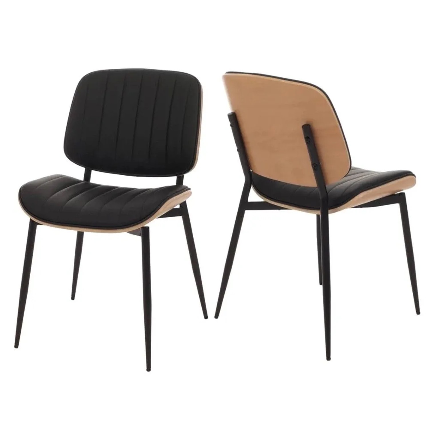 MCW Esszimmerstuhl O44 2er-Set Natur Schwarz