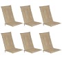6er Set Beautissu Loft HL Hochlehner Auflagen, 120x50x6cm, Natur, für Gartenstühle.