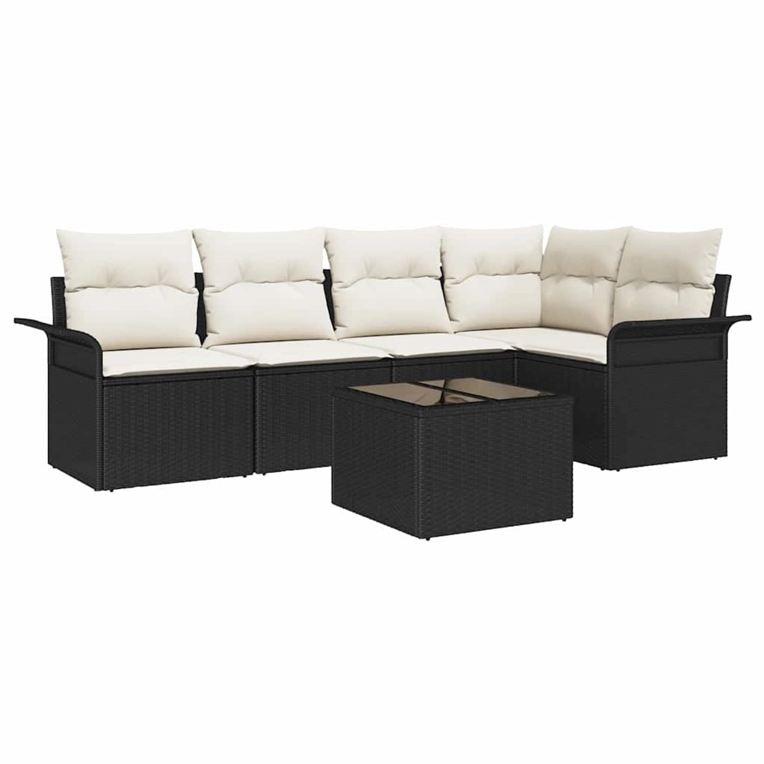 vidaXL Garten-Sofa-Set mit Kissen 6-Tlg Schwarz Poly Rattan 3354036 günstig online kaufen