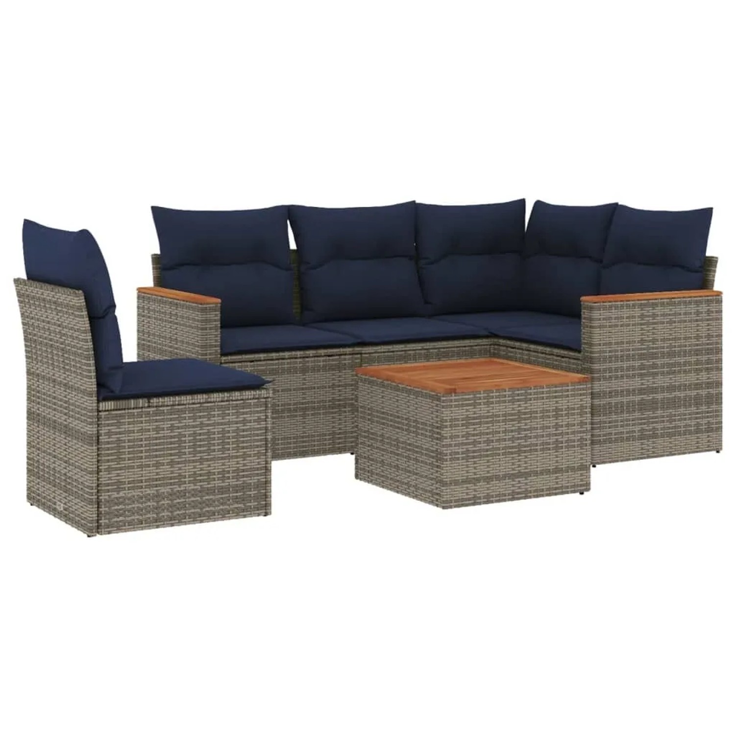 vidaXL 6-Tlg Gartensofa-Set mit Kissen Grau Polyrattan 3225984 günstig online kaufen