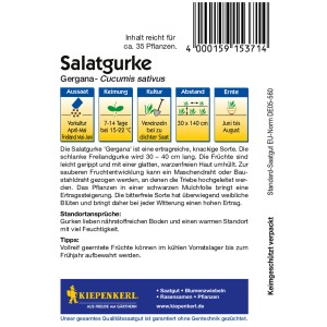 Kiepenkerl Salatgurke Gergana Samenpackung mit Aussaat-Hinweisen.