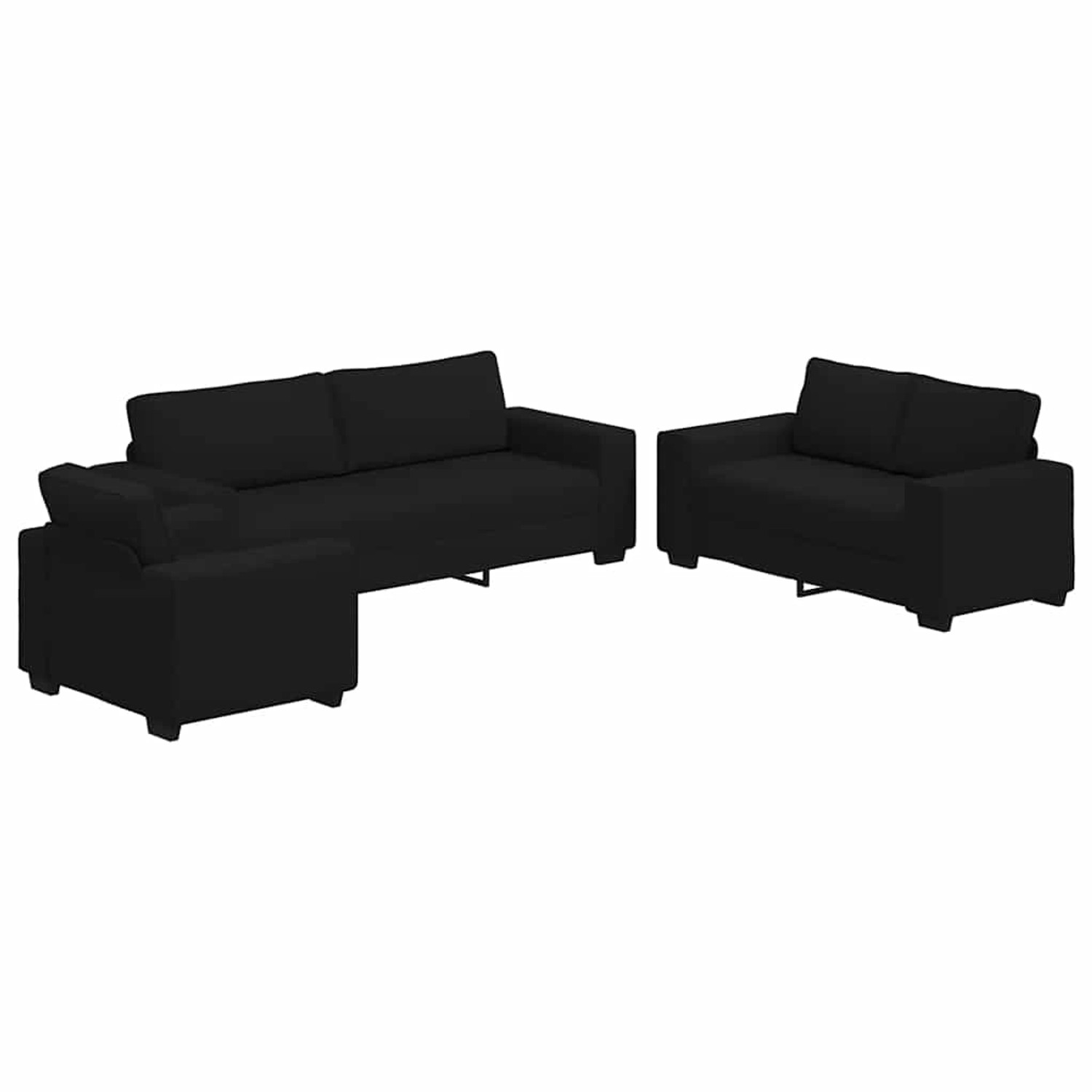 vidaXL 3-Tlg Sofagarnitur mit Kissen Schwarz Stoff 3324651 günstig online kaufen