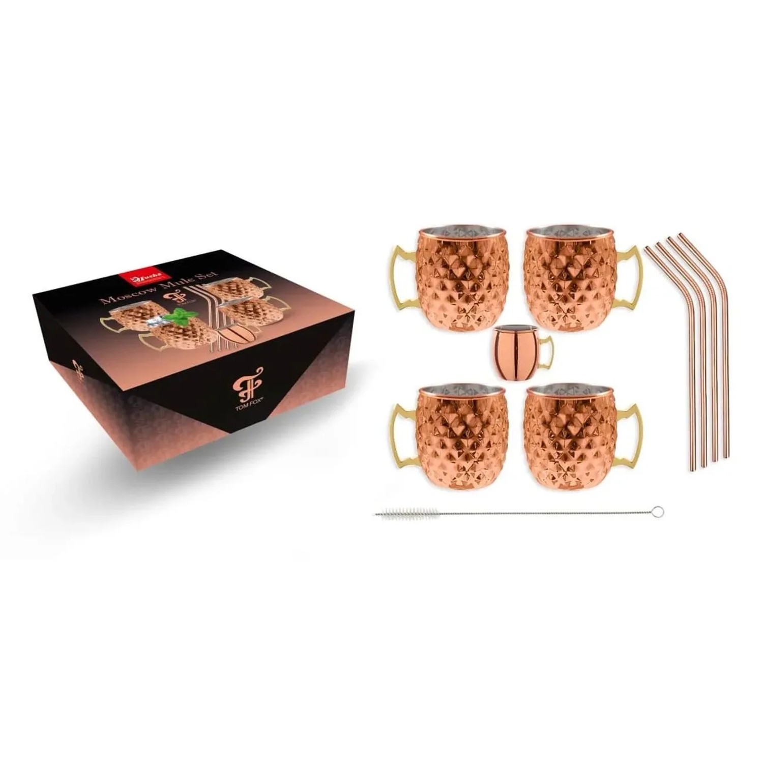 Ich-Zapfe Diamond Moscow Mule Becher Set Kupfer