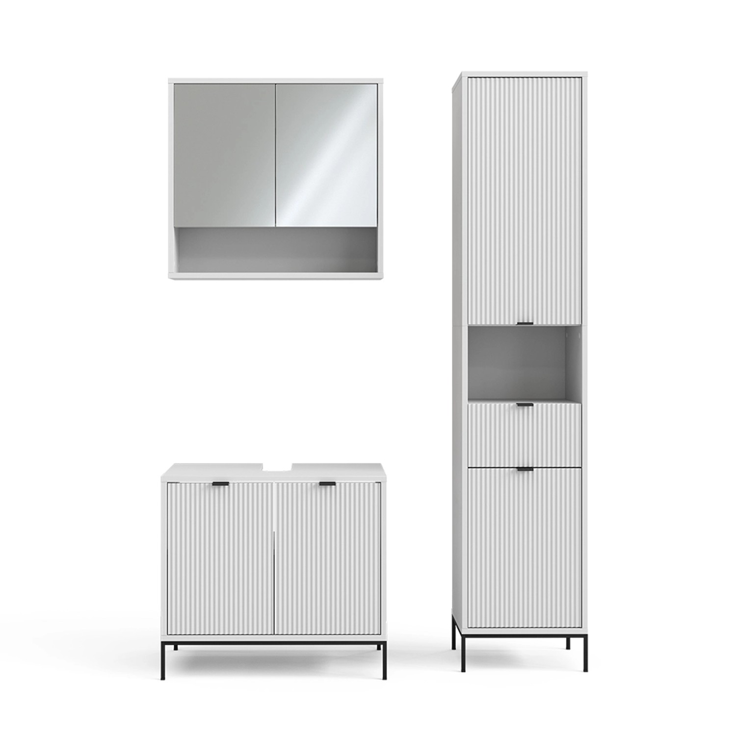 Vicco Badmöbel-Set Eliza Weiß 3 Teile mit Hochschrank günstig online kaufen