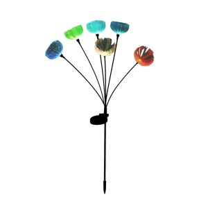 Globo Solarleuchte mit RGB-Lichtspiel und Blüten, 70cm, schwarz, für den Garten.