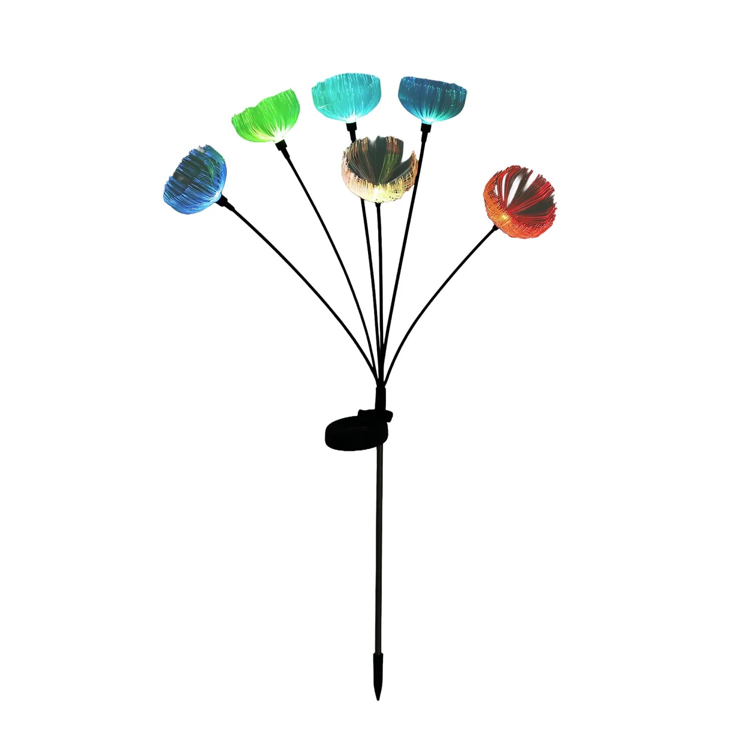 Globo Deko-Solarleuchte Edelstahl mit RGB-Lichtspiel & Blütenmotiv 70 cm Schwarz