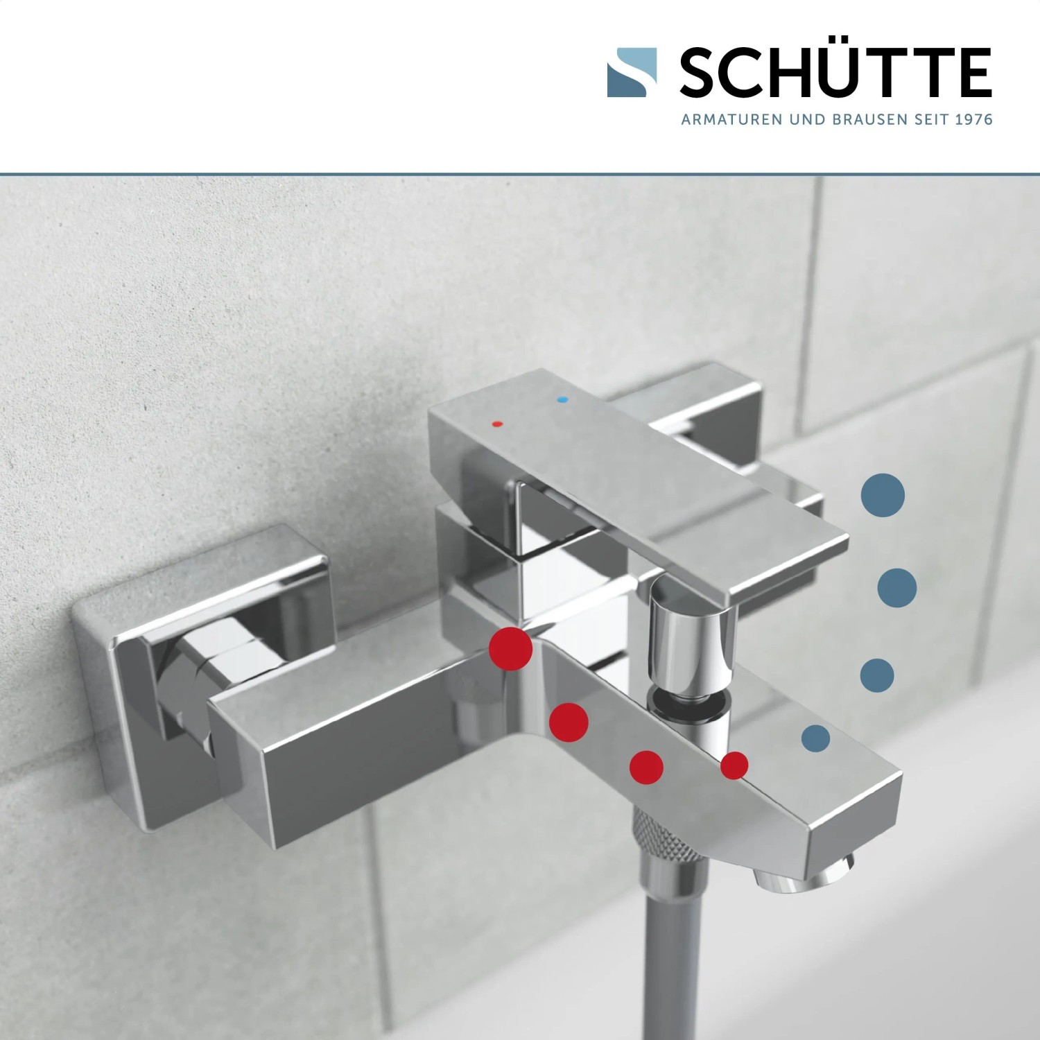 Schütte Wannenfüllarmatur Tokyo II Chrom, elegante Badarmatur für die Wandmontage.