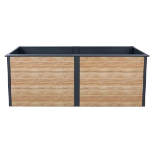 Westmann Hochbeet Primus-Multi, 2x1m, Anthrazit/Holzoptik. Metall-Hochbeet mit Schneckenkante.