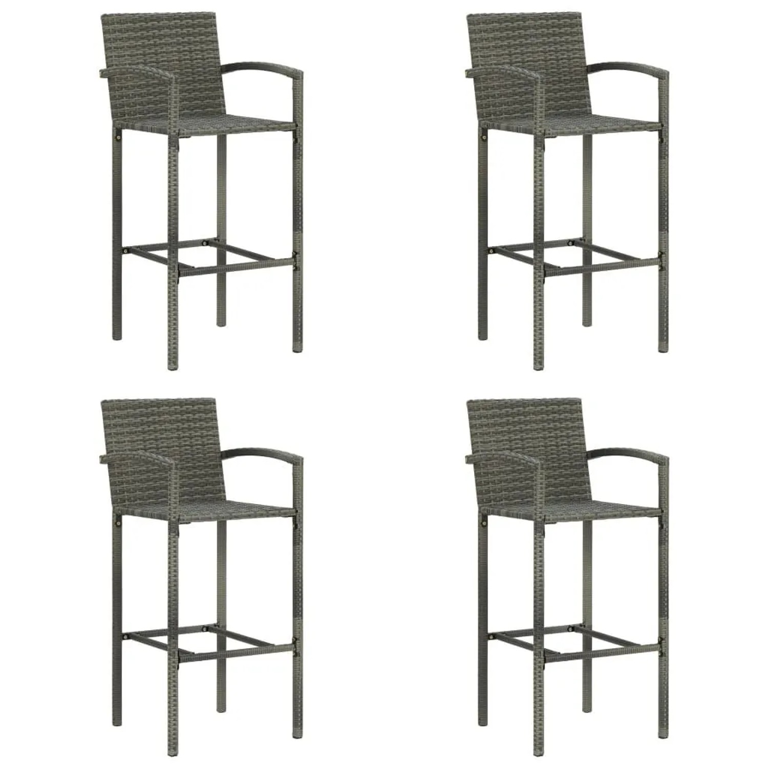 vidaXL Barhocker 4 Stk Grau Poly Rattan 313456