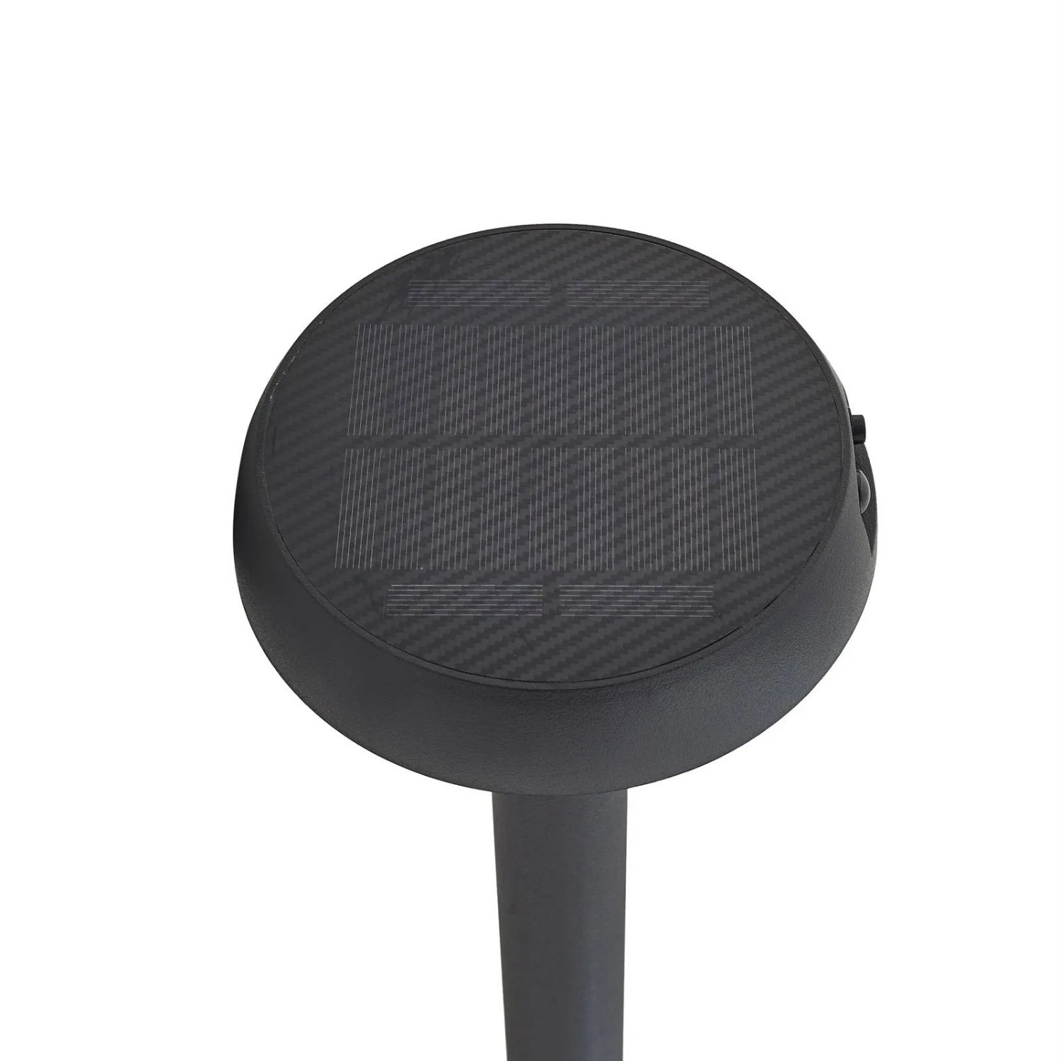 Schwarze Lindby LED Solarleuchte Brinca mit Bewegungsmelder für den Garten.