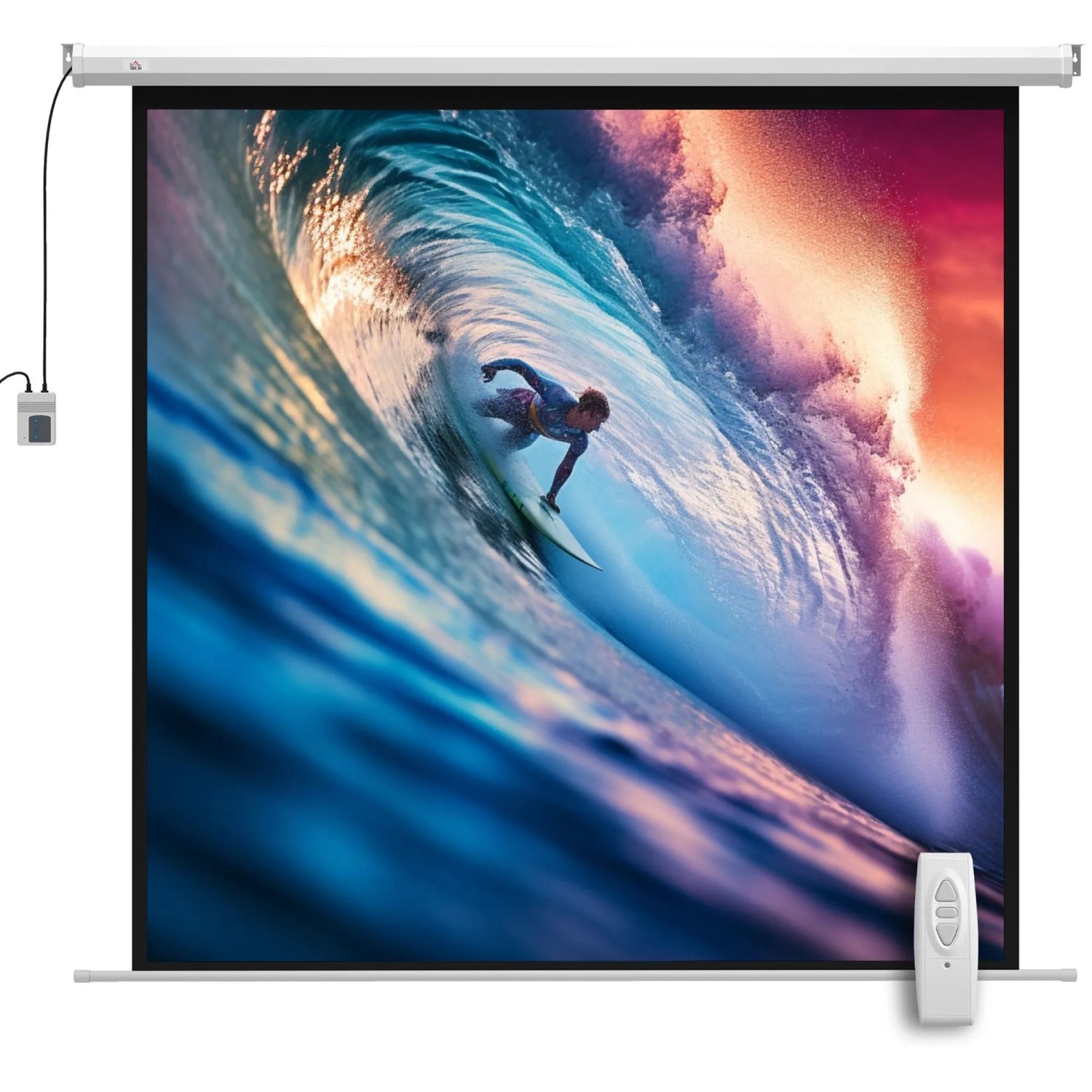 HOMCOM Beamer Leinwand Kunststoff Metall 189,5L x 8B x 189,5H cm Weiß