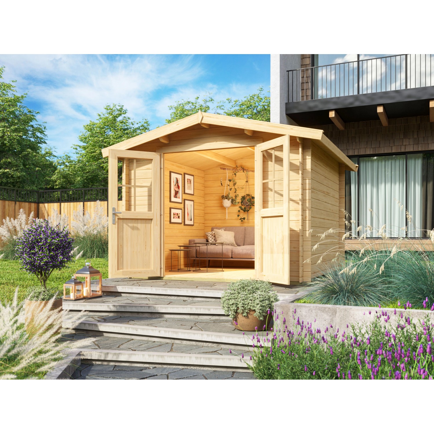 Fjordholz Satteldach Gartenhaus Modell Eliza 3D Unbehandelt günstig online kaufen