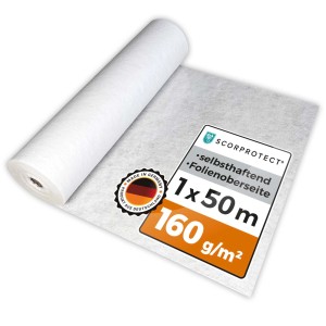 Scorprotect Abdeckvlies 50 M X 100 M Weiß 160 G Pro M² Selbsthaftend Bodenschutz Schutzvlies Treppenvlies