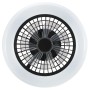 Runde, schwarze LED-Deckenleuchte Montero mit Ventilator und weißem Rahmen, Durchmesser 42 cm.