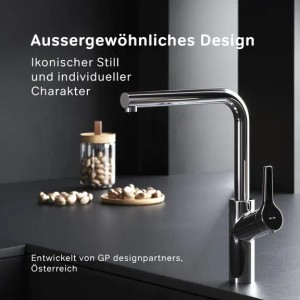 AM.PM X-Joy S Küchenarmatur Chrom, Einhebelmischer aus Edelstahl mit drehbarem Auslauf.