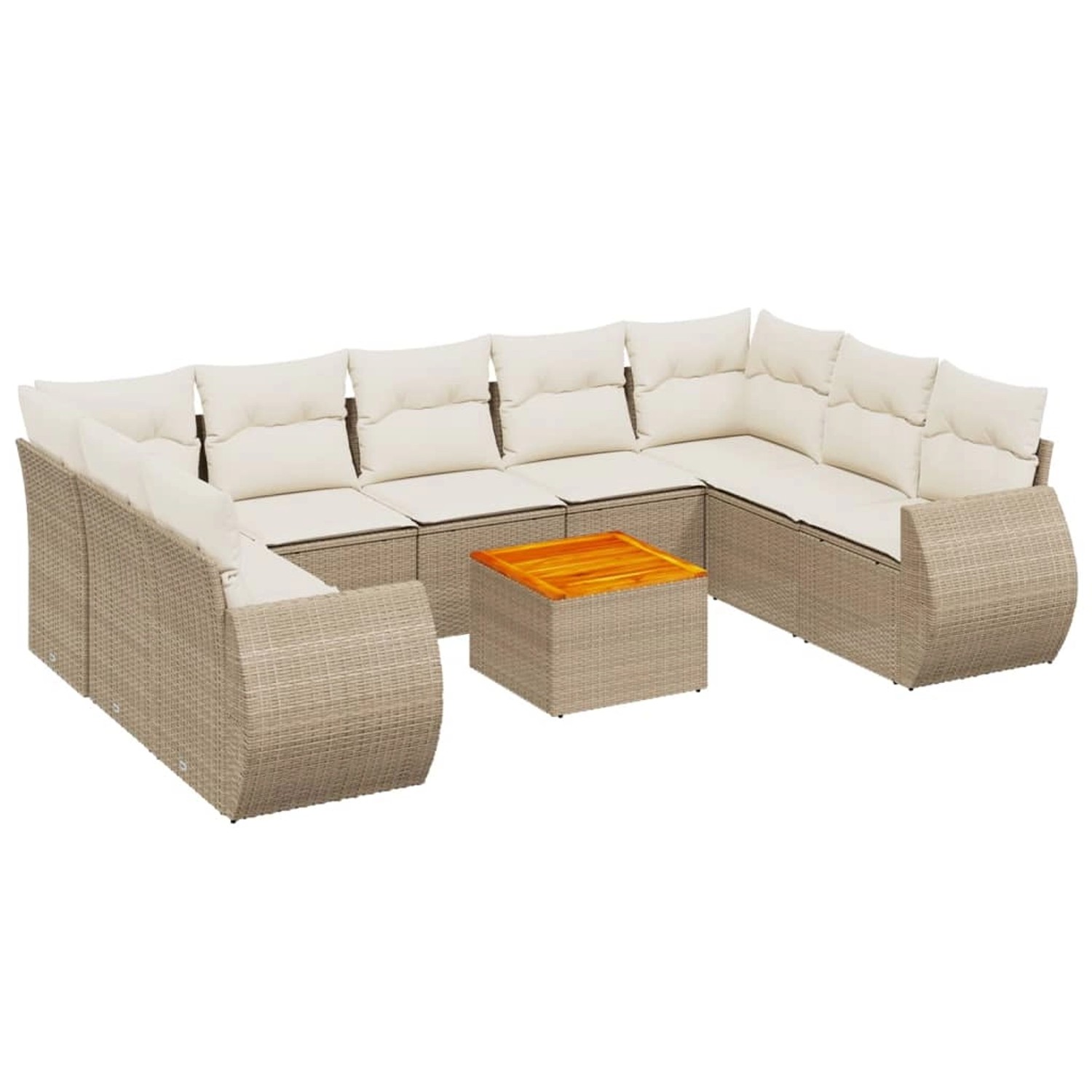 vidaXL 10-Tlg Garten-Sofagarnitur mit Kissen Beige Poly Rattan 3225148 günstig online kaufen
