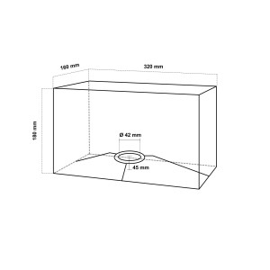 Abbildung des Orion Lightstyle Lampenschirms, rechteckig, 32x16x18 cm, creme, mit Maßangaben.