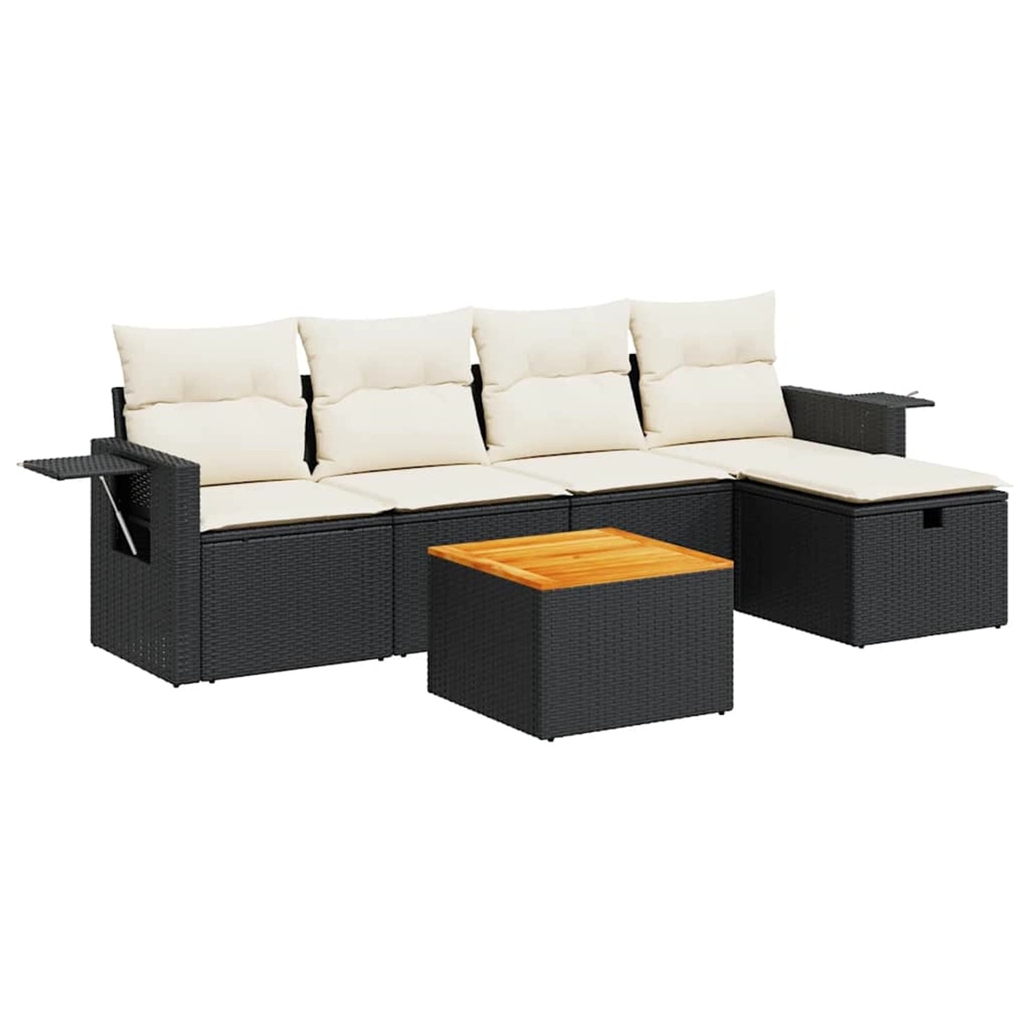 vidaXL 6-Tlg Garten-Sofagarnitur mit Kissen Schwarz Poly Rattan 3325808 günstig online kaufen