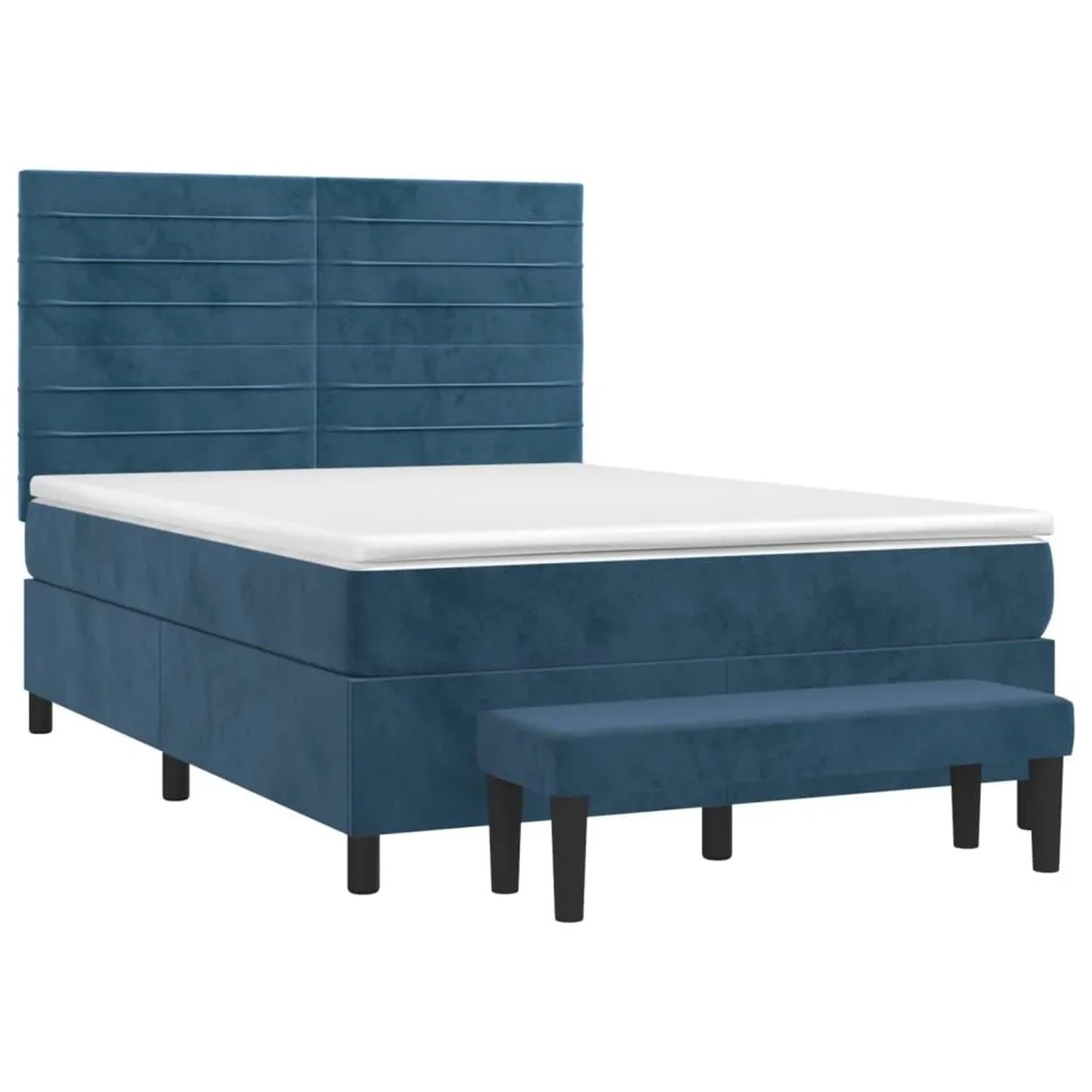 vidaXL Boxspringbett mit Matratze Dunkelblau 140x200 cm Samt 3137909 günstig online kaufen