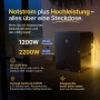 Schwarzer Solakon ONE Speicher für Balkonkraftwerk, 1200W Notstrom, 2200W Normalbetrieb. Steckerfertige Solaranlage mit 2,11 kWh.