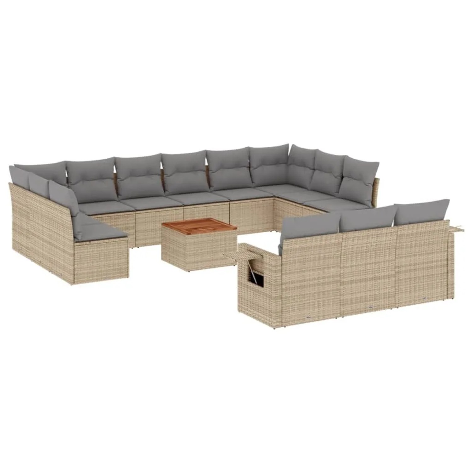 Thumbnail - vidaXL 14-Tlg Garten-Sofagarnitur mit Kissen Beige Poly Rattan 3224806