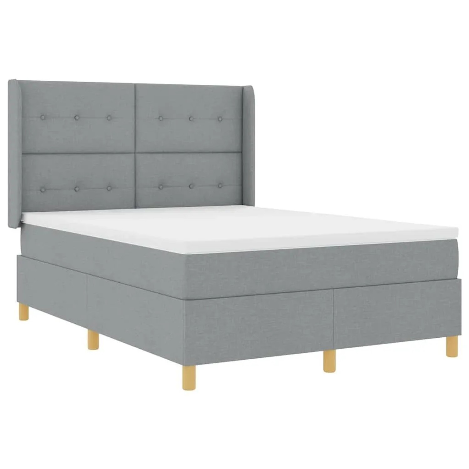 vidaXL Boxspringbett mit Matratze Hellgrau 140 x 190 cm Stoff 3343686