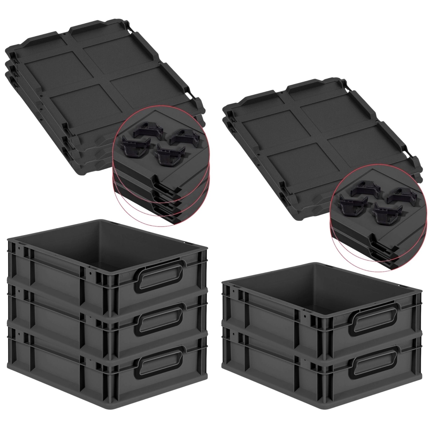 PROREGAL SparSet 5x Eurobox Nextgen Color Mit Auflagedeckel HxBxT 12x30x40c günstig online kaufen