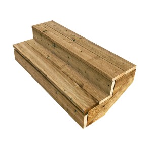 Vinuovo Terrassentreppe aus Holz, 2 Stufen, 120 cm breit, mit Setzstufen. Ideal für den Außenbereich.