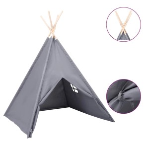 vidaXL Kinder Tipi-Zelt mit Tasche Pfirsichhaut Grau 120x120x150 cm 80272
