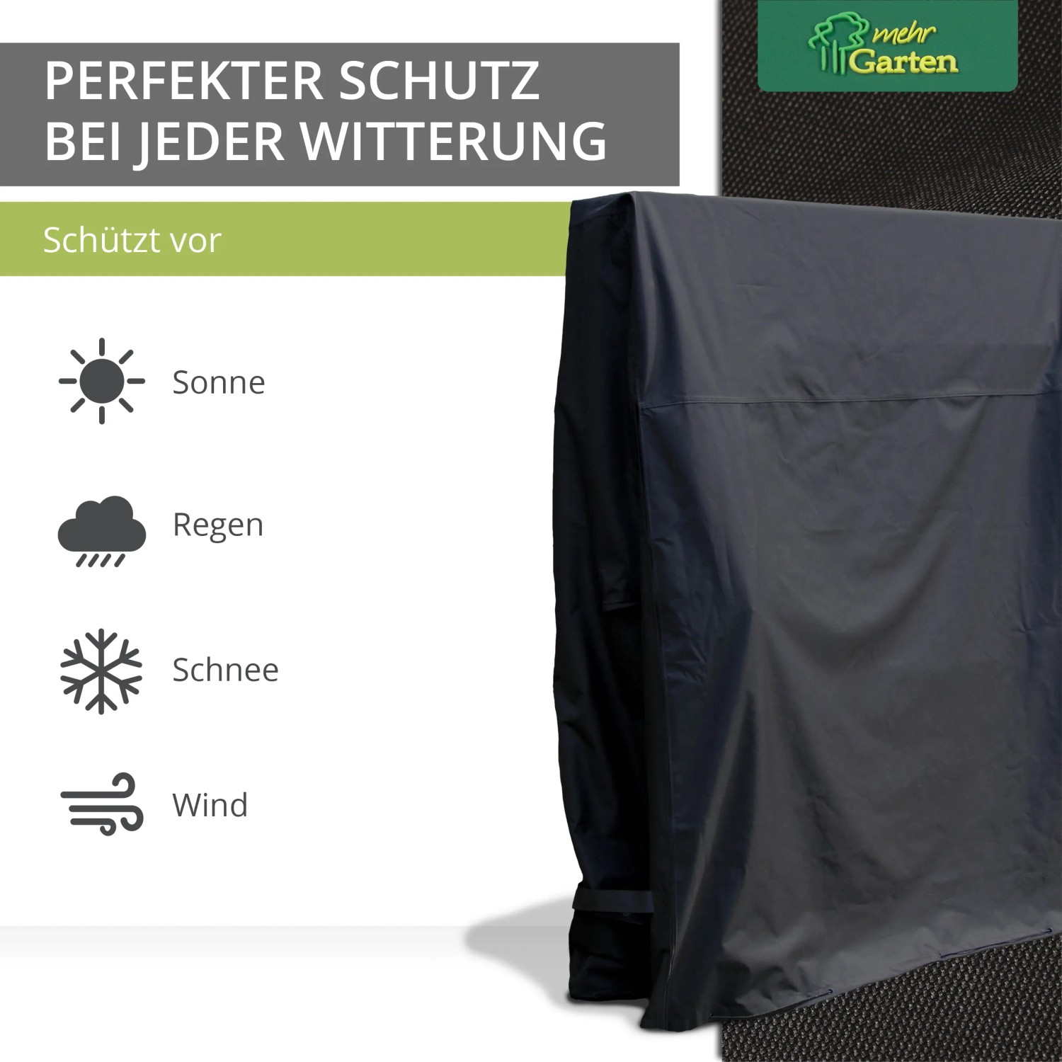 Schwarze Mehr Garten Premium Schutzhülle für Tischtennisplatte, wasserdicht und UV-beständig.