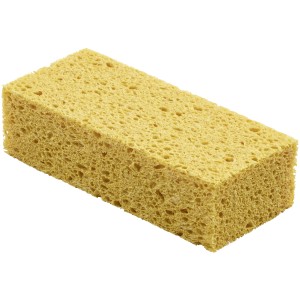 Gelber, eckiger Viskoseschwamm für die Autopflege mit hoher Wasseraufnahme.